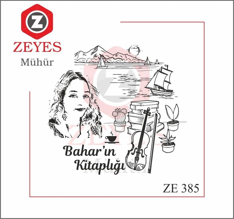 Portre Mühür - Keman ve Kitaplar Mührü  ZE 385