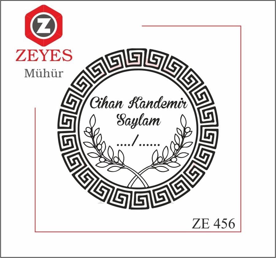 Zeytin Dali ve Çerçeveli Kitap Mührü   ZE 456