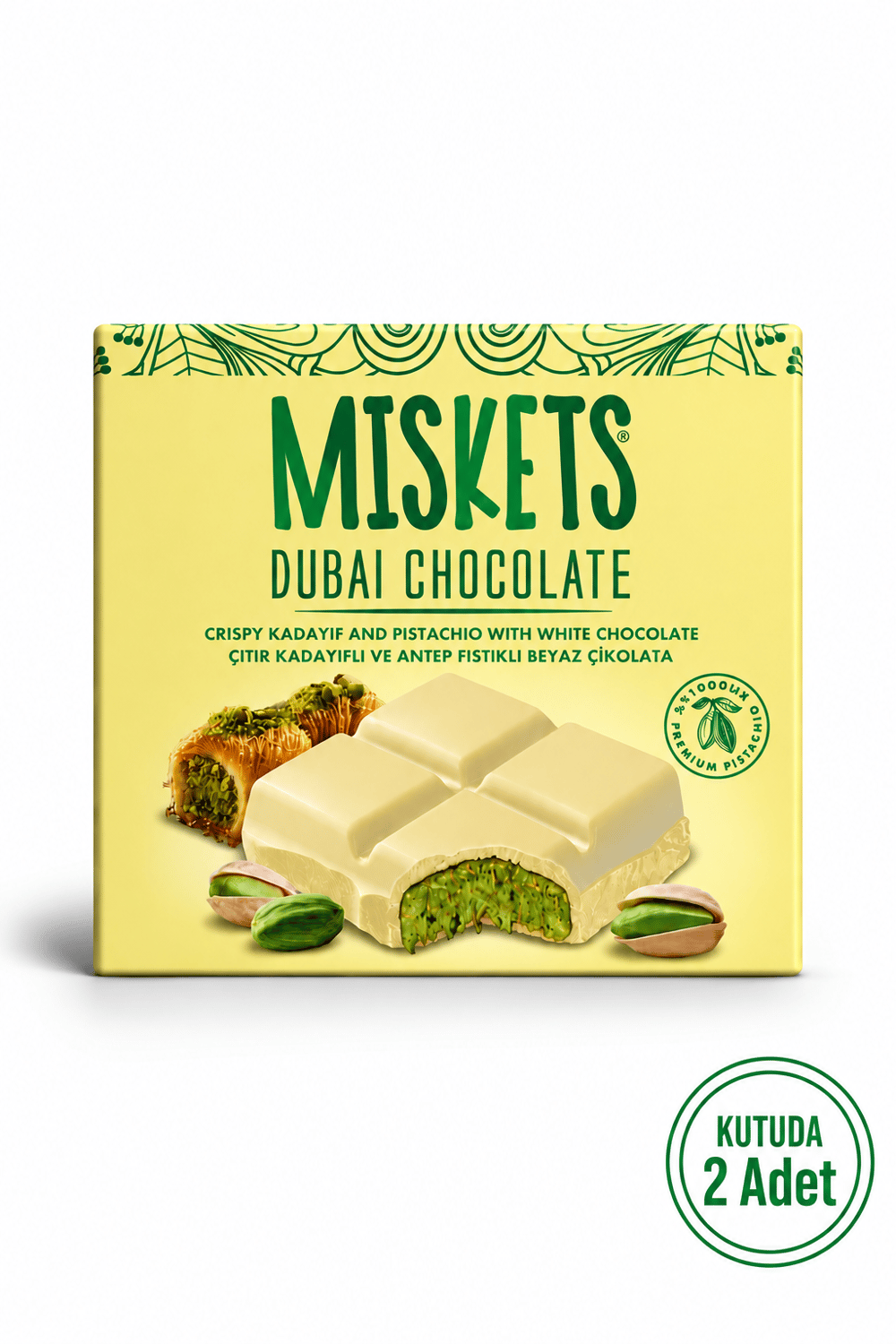 Beyaz Çikolatalı Dubai Çikolatası 100 gr x 2 Adet