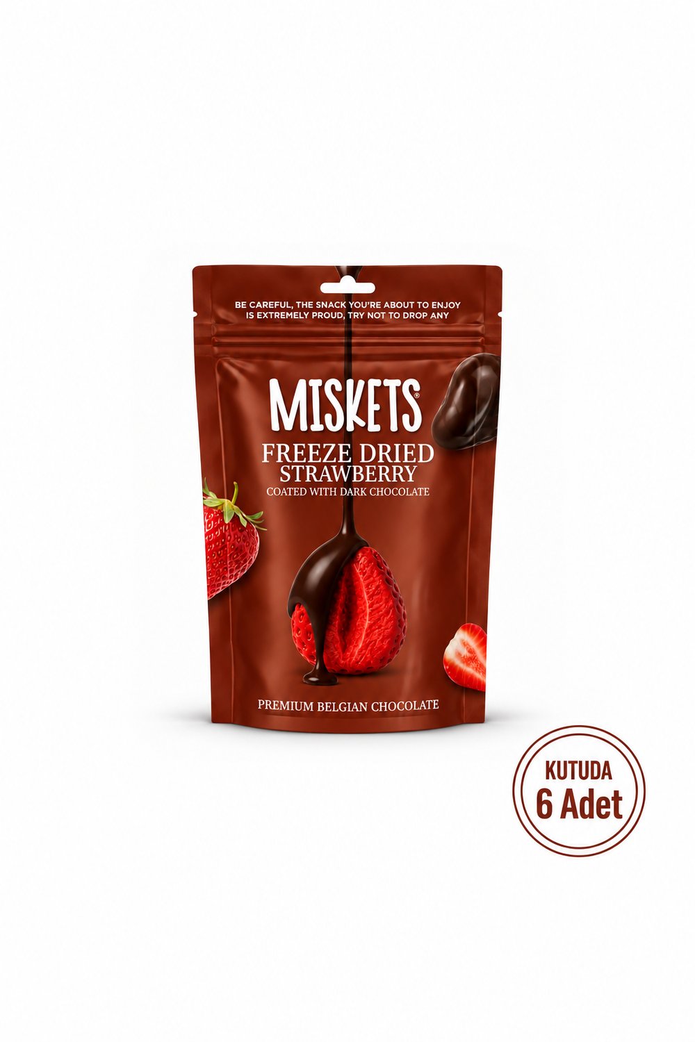 Bitter Çikolata Kaplamalı Çilek 80 gr x 6 Adet