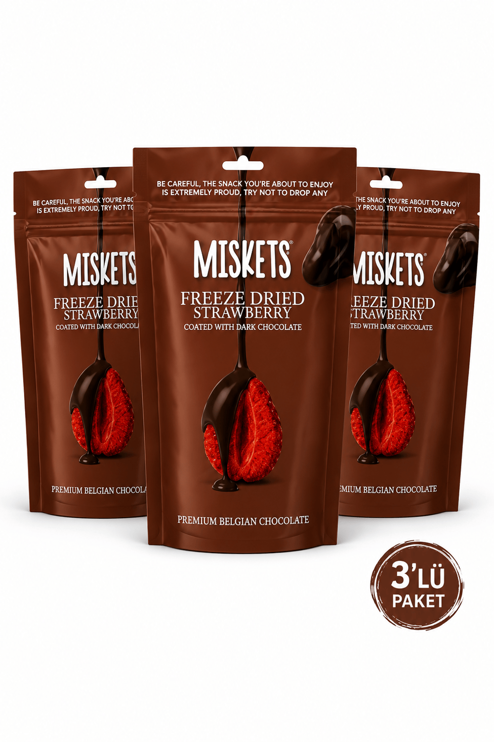 Bitter Çikolata Kaplamalı Çilek 80 gr x 3 Adet