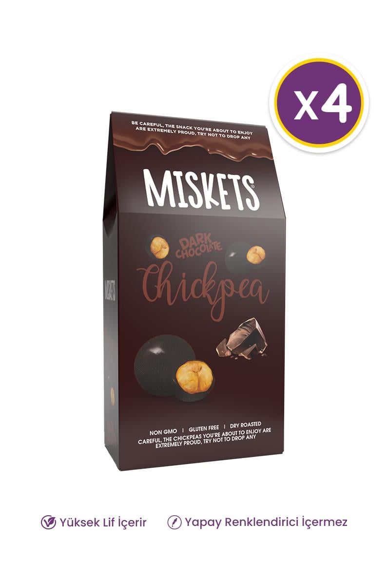 Bitter Çikolata Kaplamalı Leblebi Draje 80 gr x 4 Adet