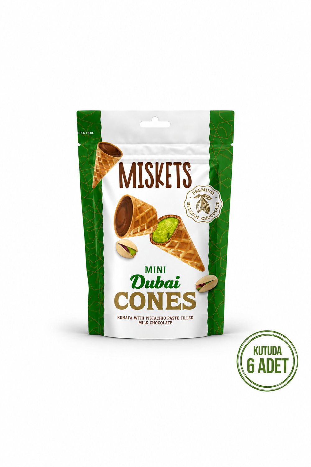 Dubai Çikolatalı Kornet 50 gr x 6 Adet 
