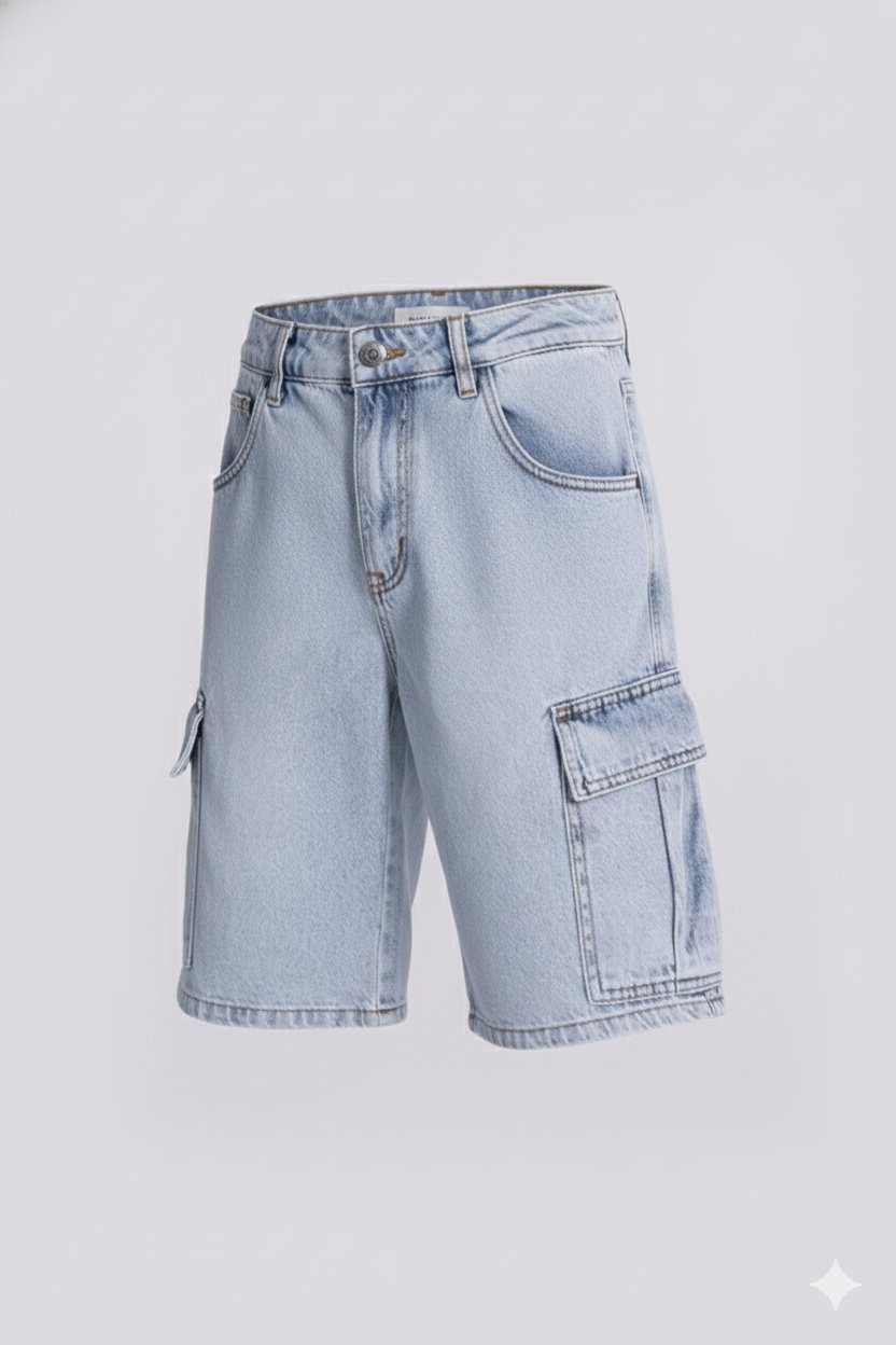 Erkek Çocuk  Kargo Cepli Denim Şort 