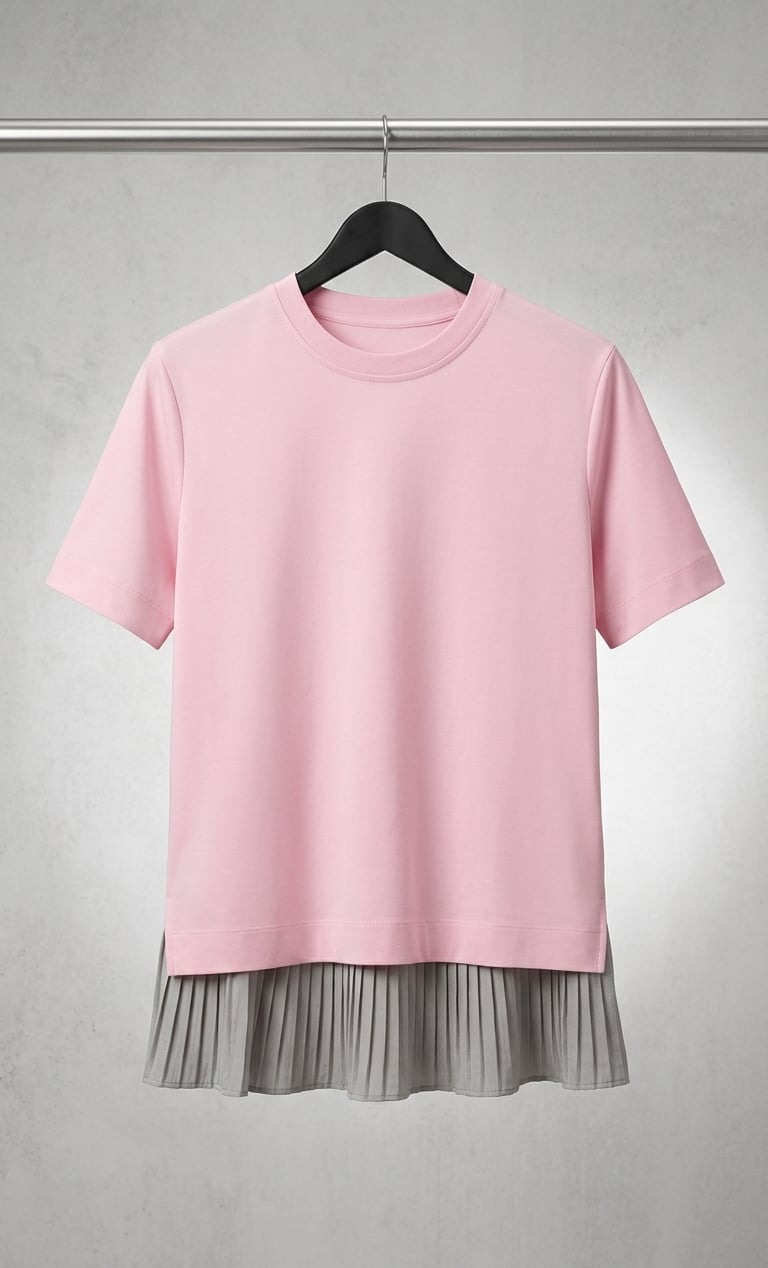 Kadın COS Stil Premium Basic Pembe Tişört