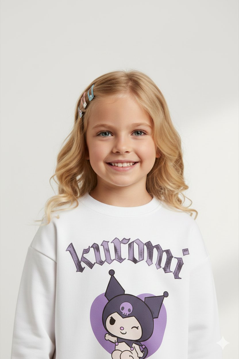 KIZ ÇOCUK KUROMİ BASKILI SWEATSHIRT