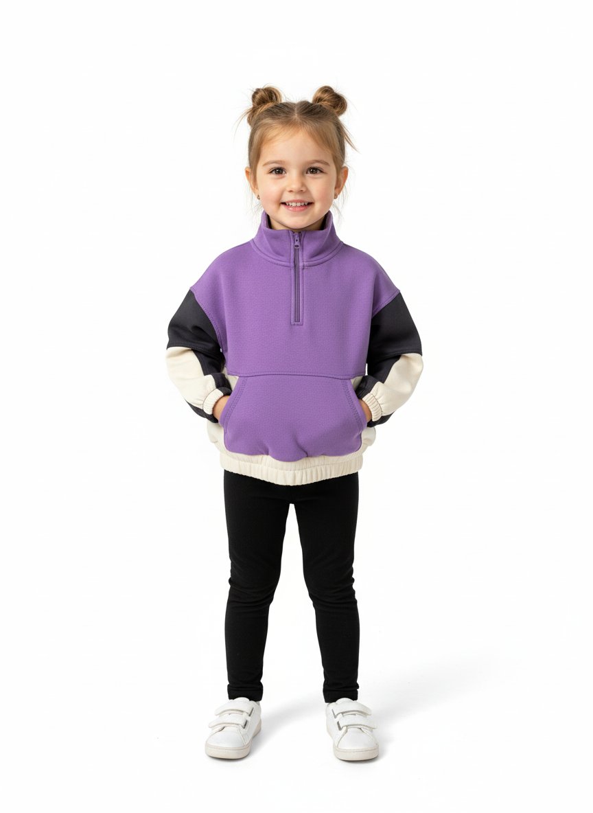 Kız Çocuk Nex Cepli ve Fermuarlı Renkli Sweatshirt