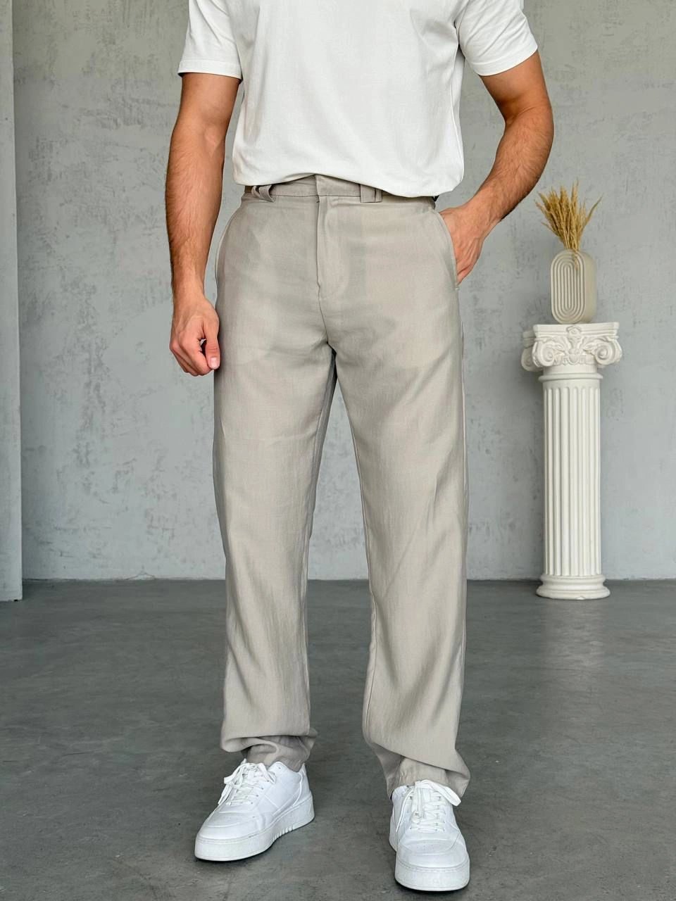 BAGGY DS TENSEL KUMAŞ PANTOLON KREM