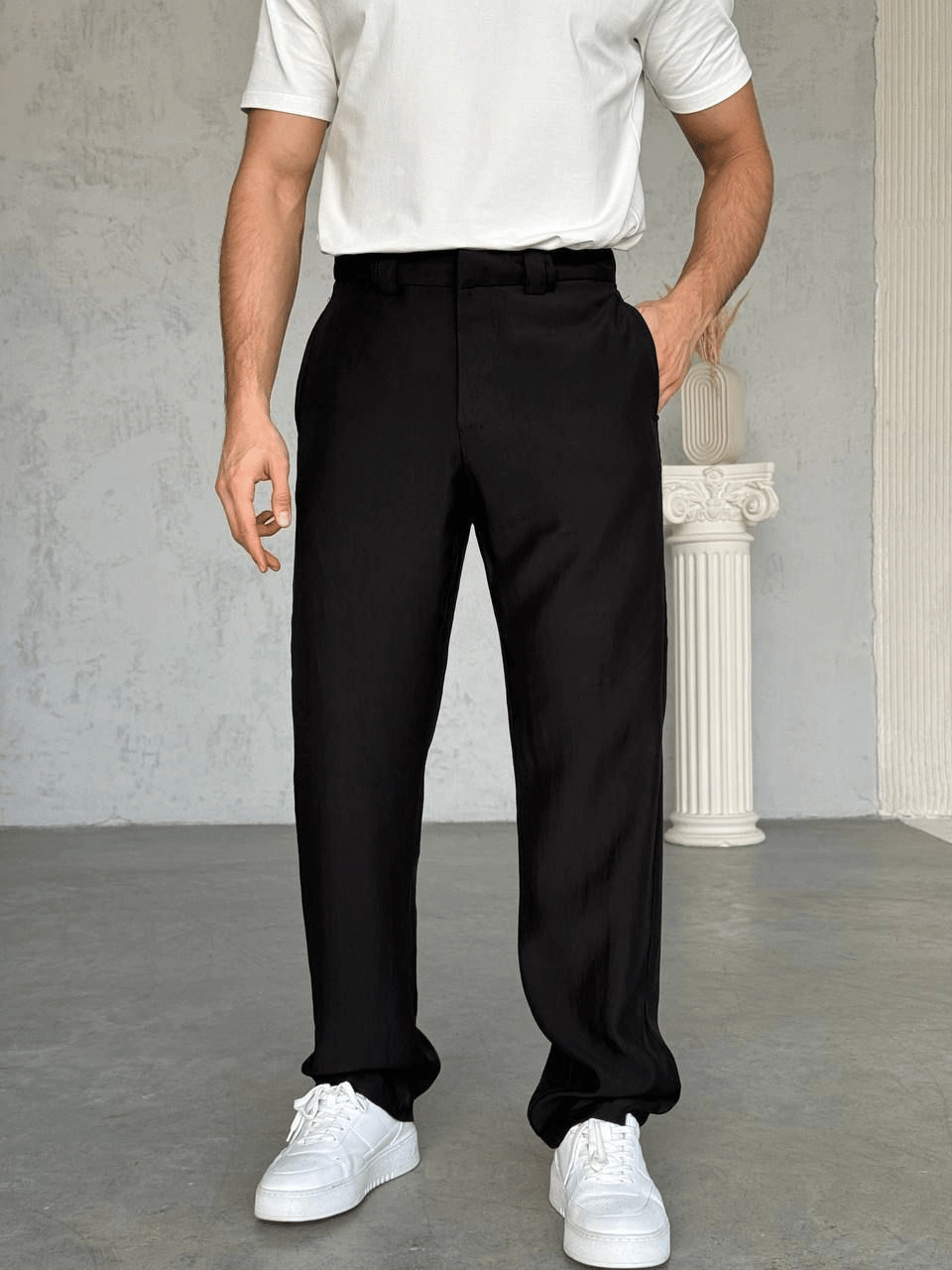 BAGGY DS TENSEL KUMAŞ PANTOLON SİYAH