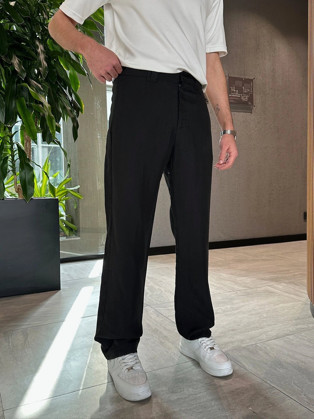 BAGGY KALIP TENSEL KUMAŞ DS PANTOLON SİYAH