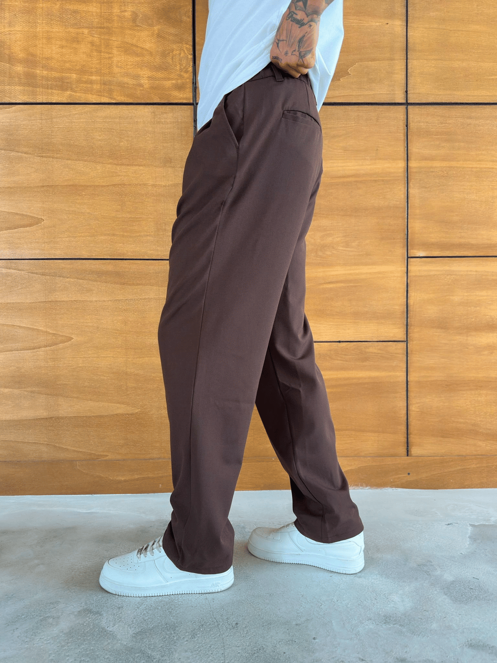 BAGGY KALIP WELL PİLELİ PANTOLON KAHVE
