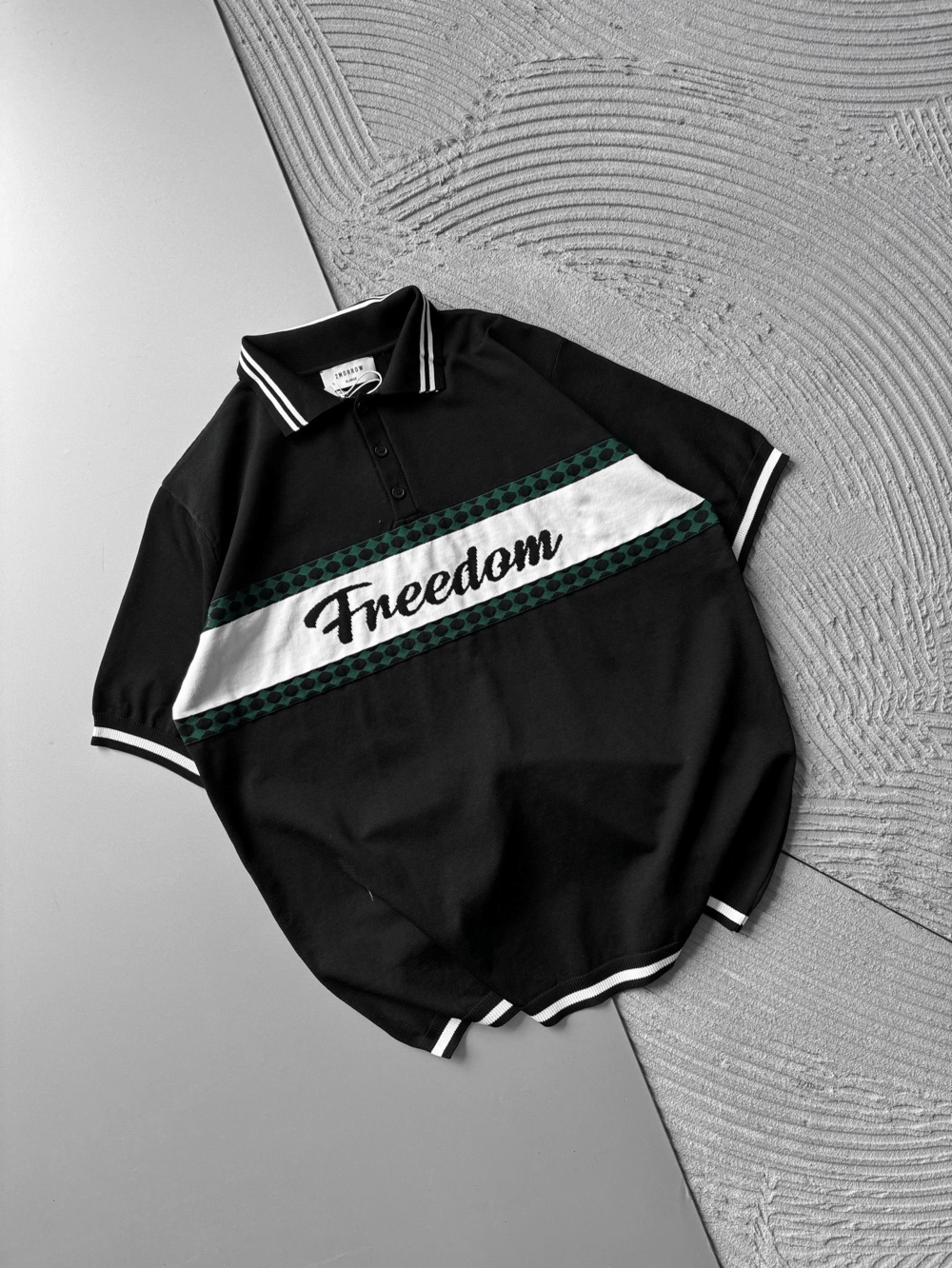 POLO YAKA FREEDOM TRIKO OVERSIZE TSHIRT SİYAH