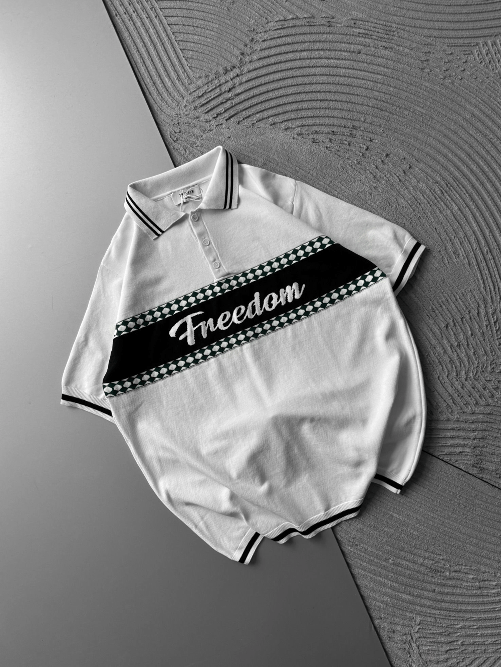 POLO YAKA FREEDOM TRIKO OVERSIZE TSHIRT BEYAZ