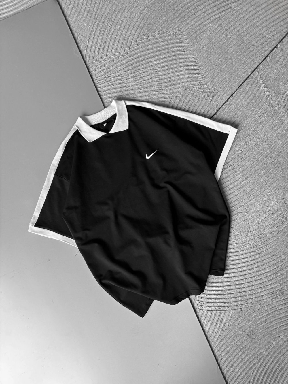POLO YAKA KLASIK KOL SERIT OVERSIZE TSHIRT SİYAH
