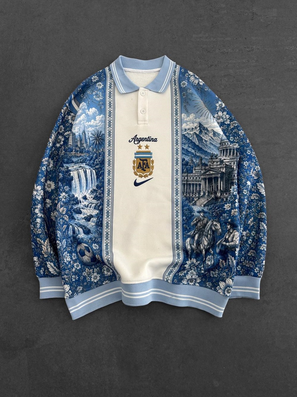 ARG NK NAKIŞ 3 İPLİK PAMUKLU YAKALI SWEAT