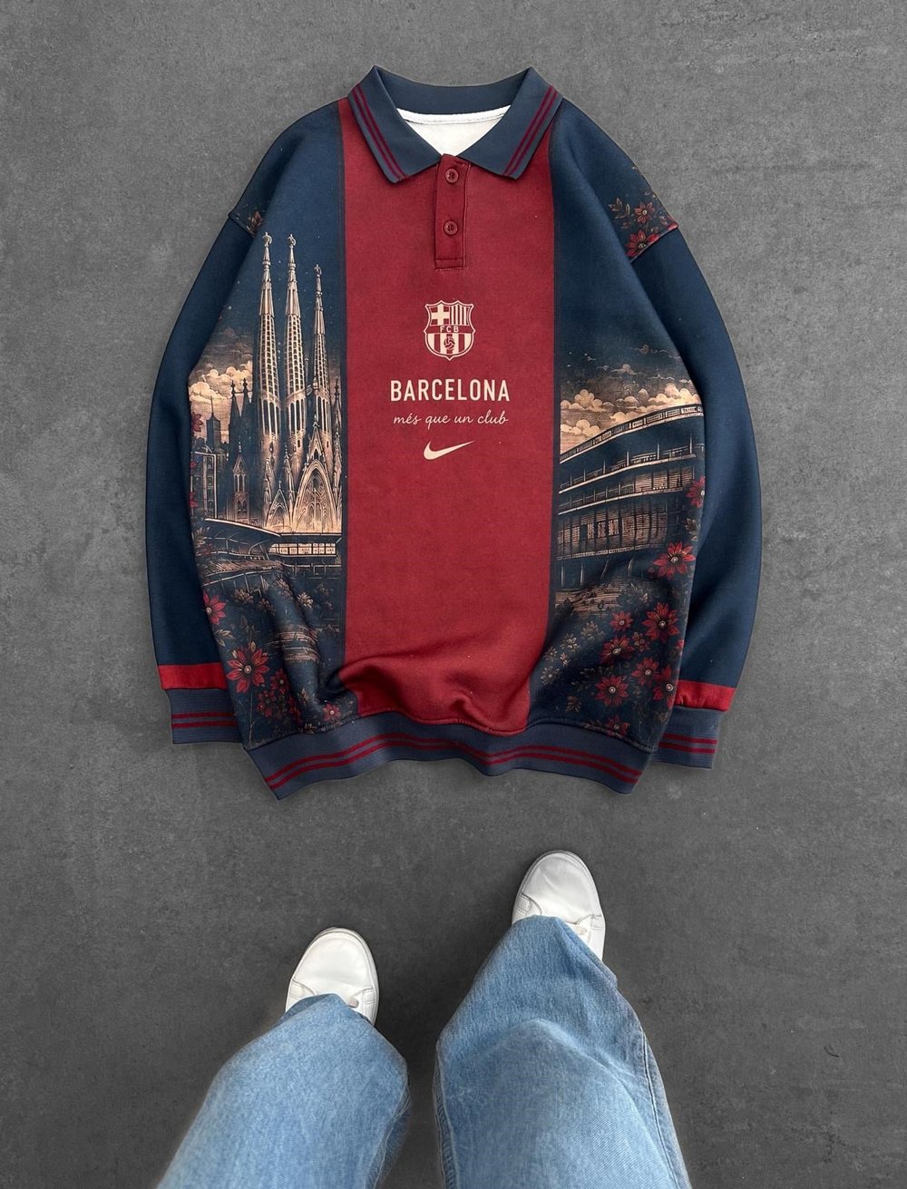 CAMP NOU 3 İPLİK PAMUKLU YAKALI SWEAT