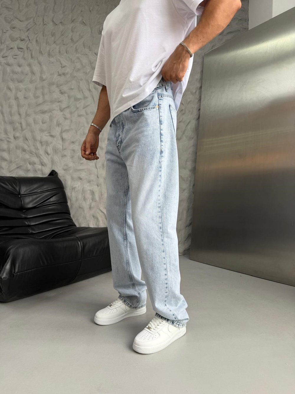 DÜZ BAGGY KOT PANTOLON BUZMAVİ