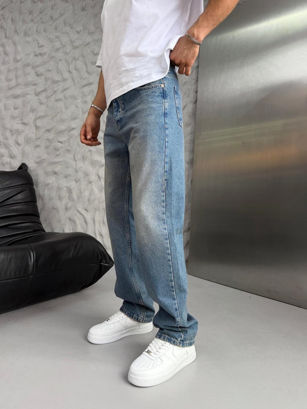 DÜZ BAGGY KOT PANTOLON KAPALIMAVİ