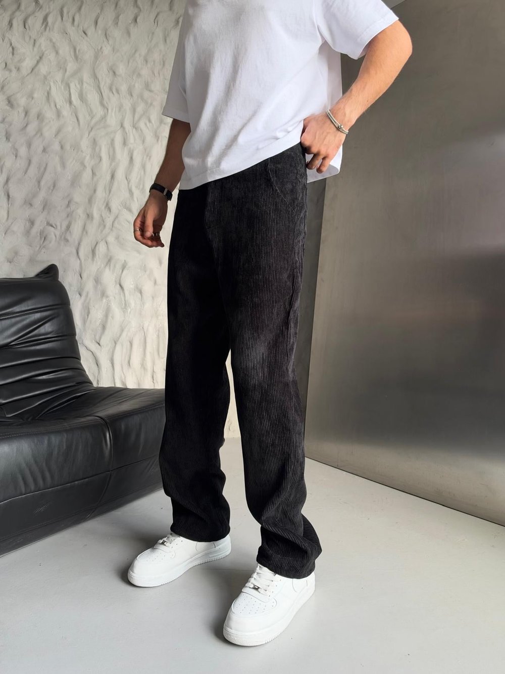 KADİFE BAGGY PANTOLON SİYAH