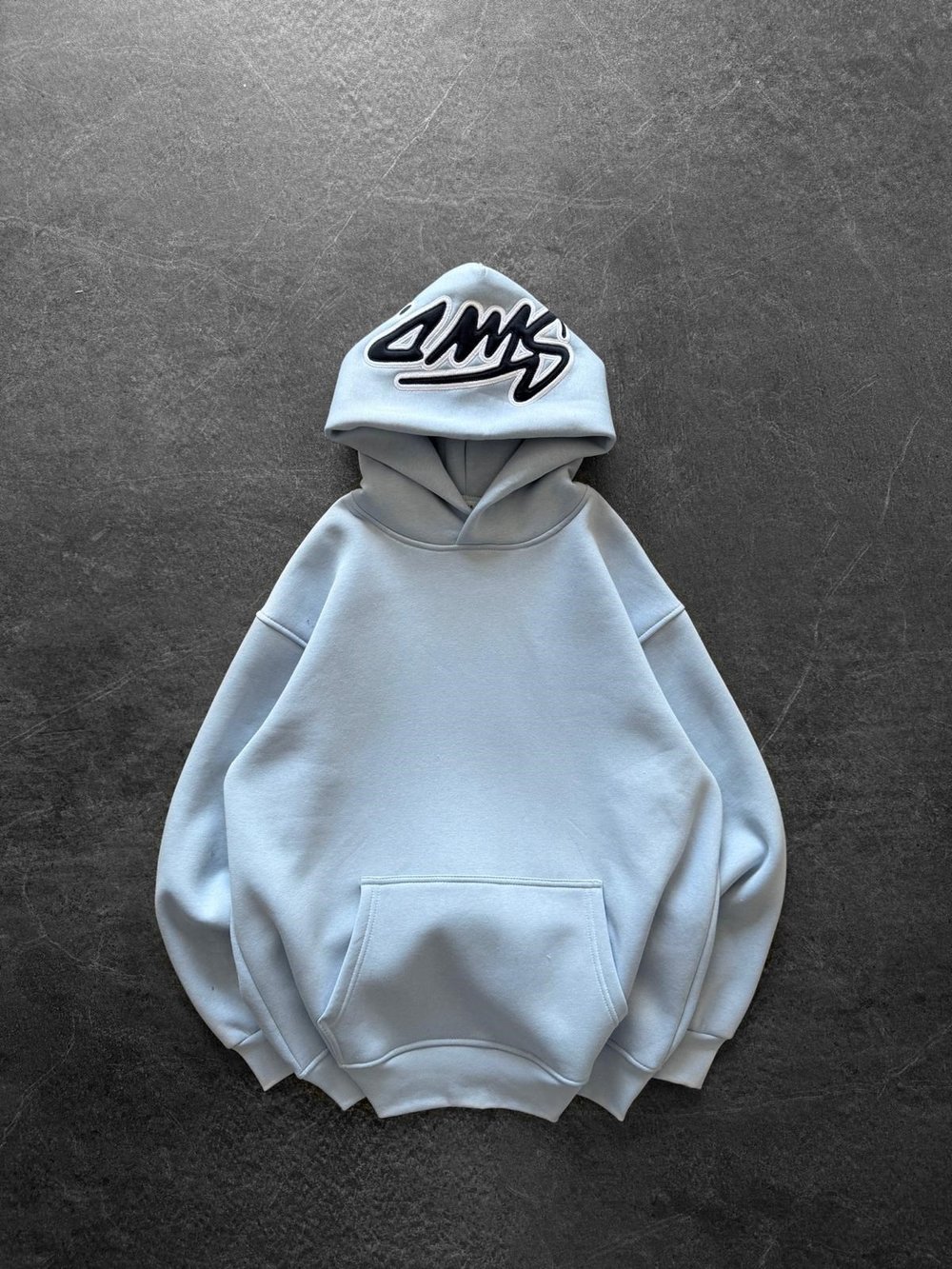 KAPÜŞON NAKIŞLI 3 İPLİK PAMUKLU KUMAŞ OVERSİZE STW SWEAT BEBEMAVİ