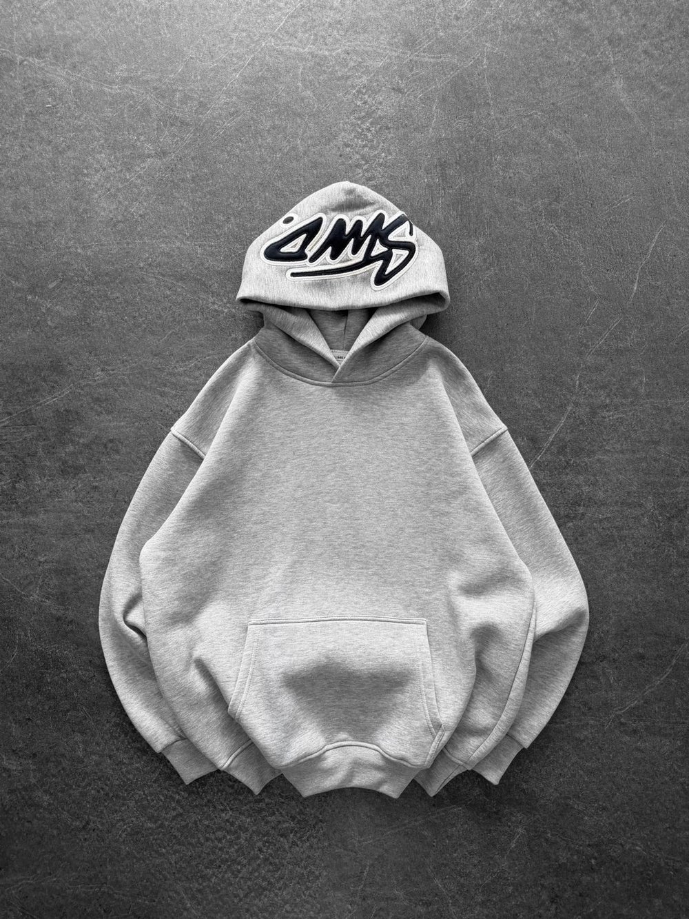 KAPÜŞON NAKIŞLI 3 İPLİK PAMUKLU KUMAŞ OVERSİZE STW SWEAT GRİ