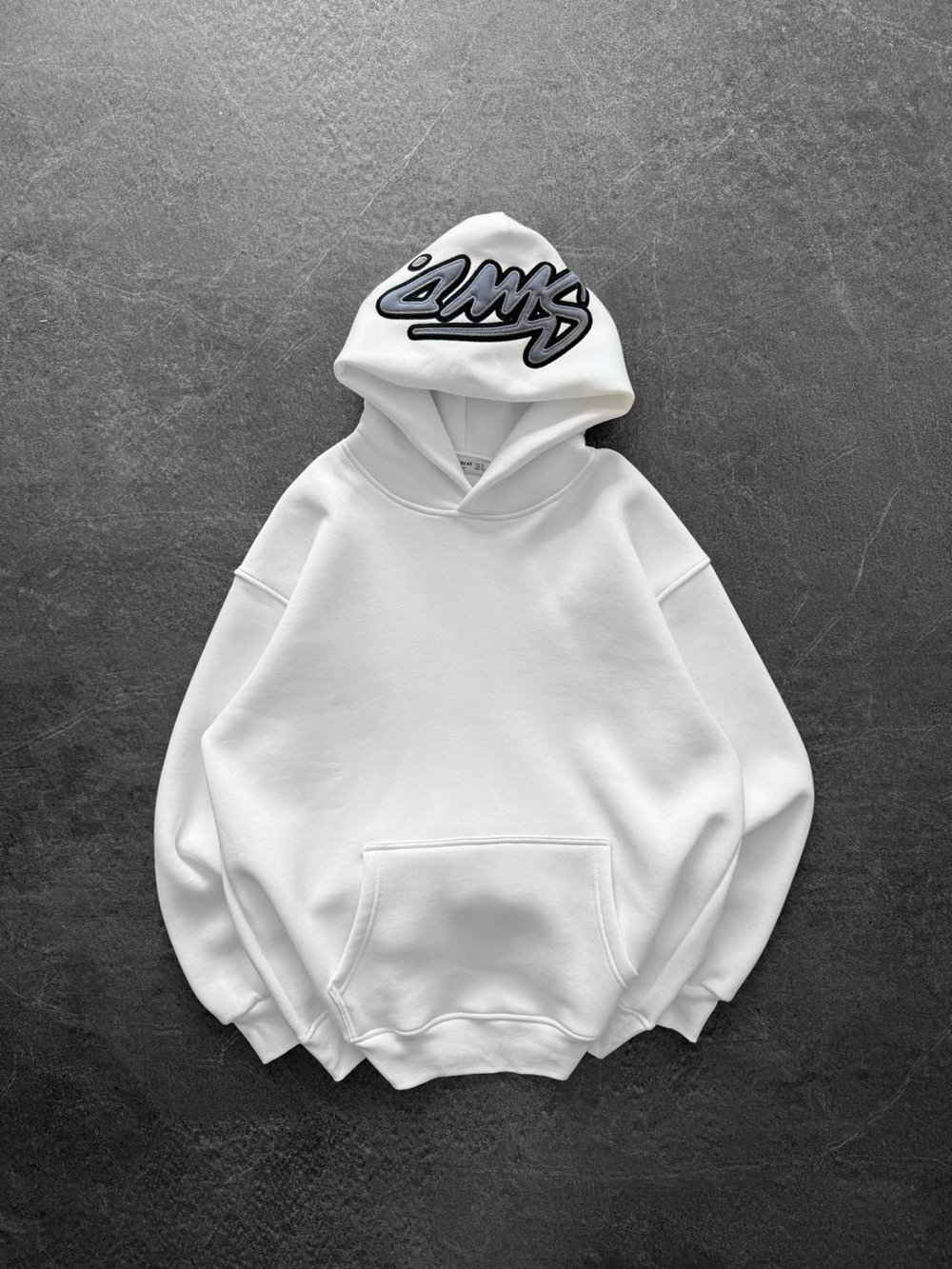 KAPÜŞON NAKIŞLI 3 İPLİK PAMUKLU KUMAŞ OVERSİZE STW SWEAT BEYAZ