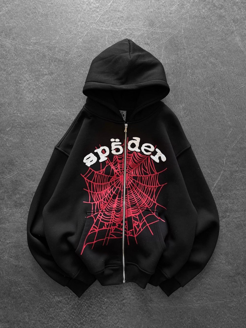 SPIDER OVERSİZE HIRKA SİYAH KIRMIZI