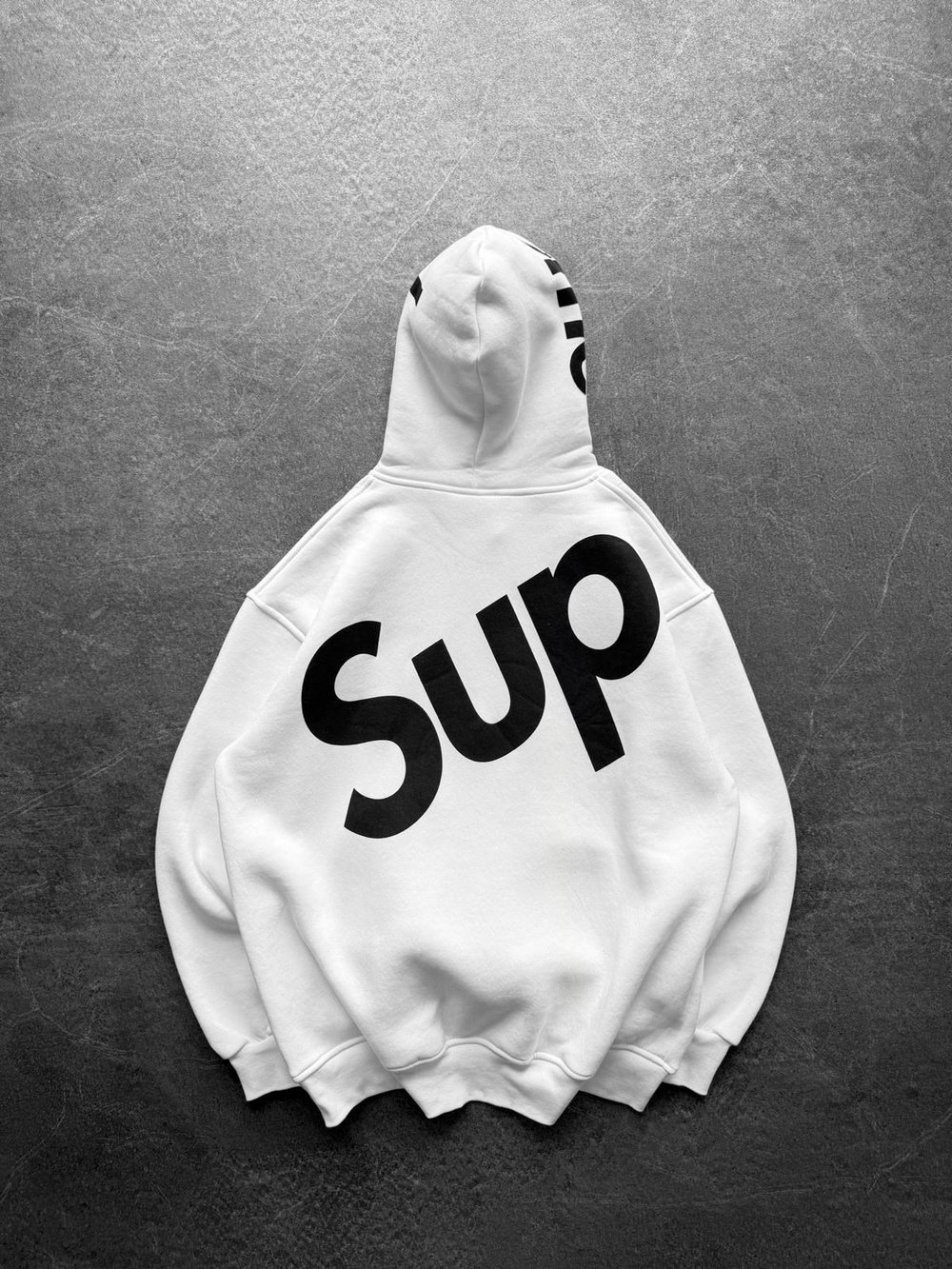 SUP BASKI 3 İPLİK PAMUKLU KUMAŞ OVERSİZE SWEAT BEYAZ