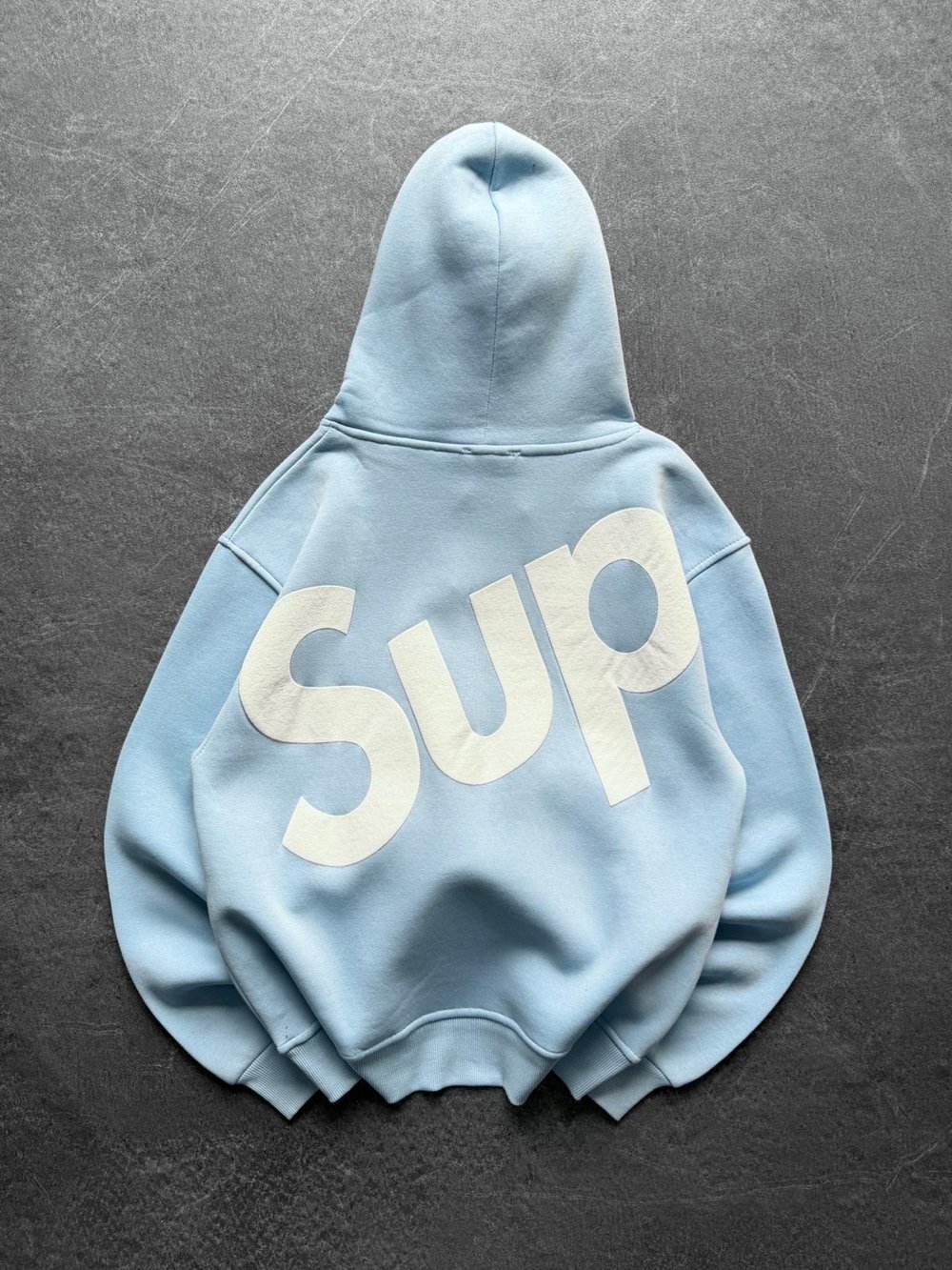 SUP BASKI 3 İPLİK PAMUKLU KUMAŞ OVERSİZE SWEAT BEBEMAVİ