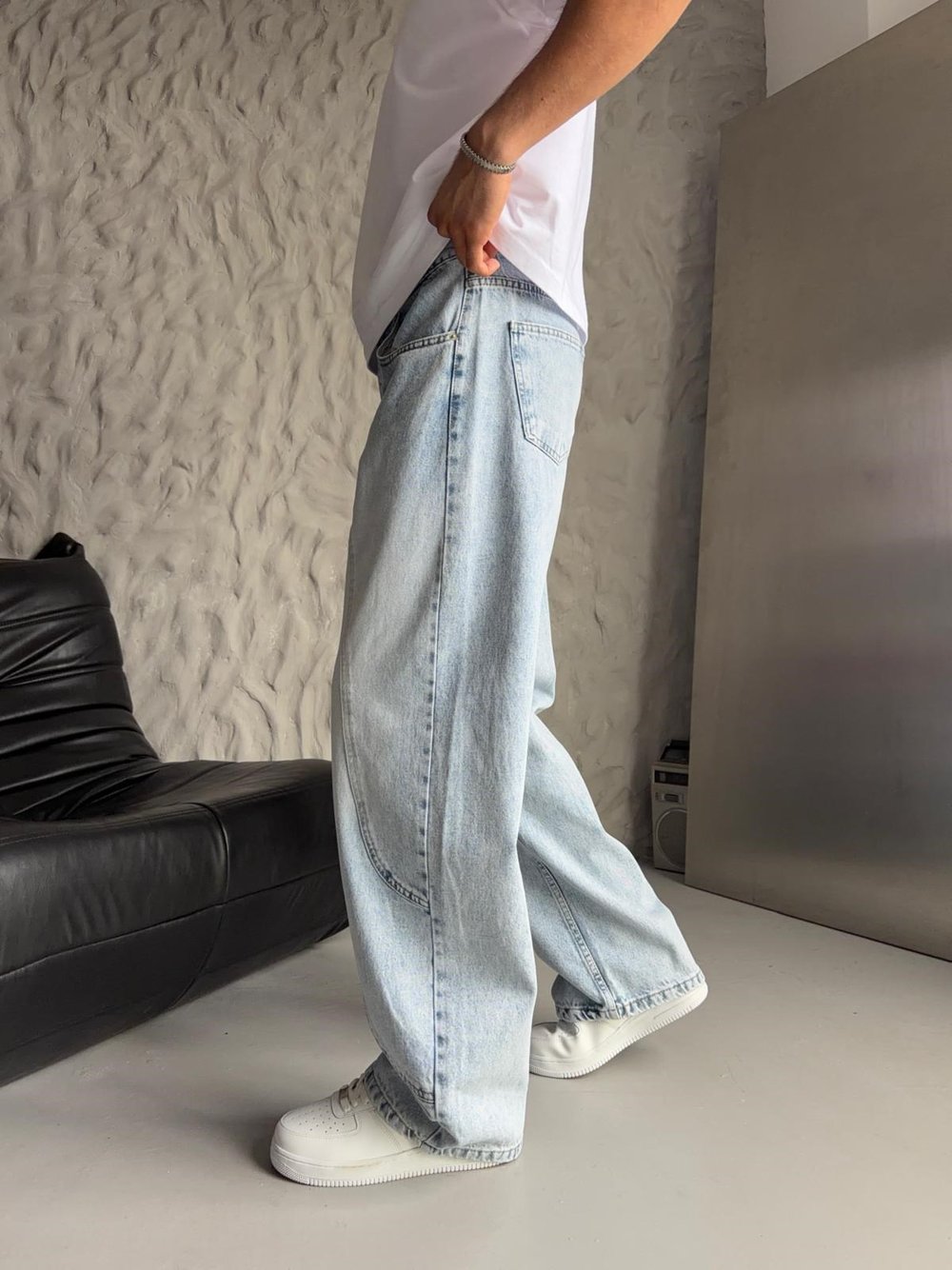 SÜPER BAGGY PARÇA ŞERİTLİ KOT PANTOLON BEBEMAVİ