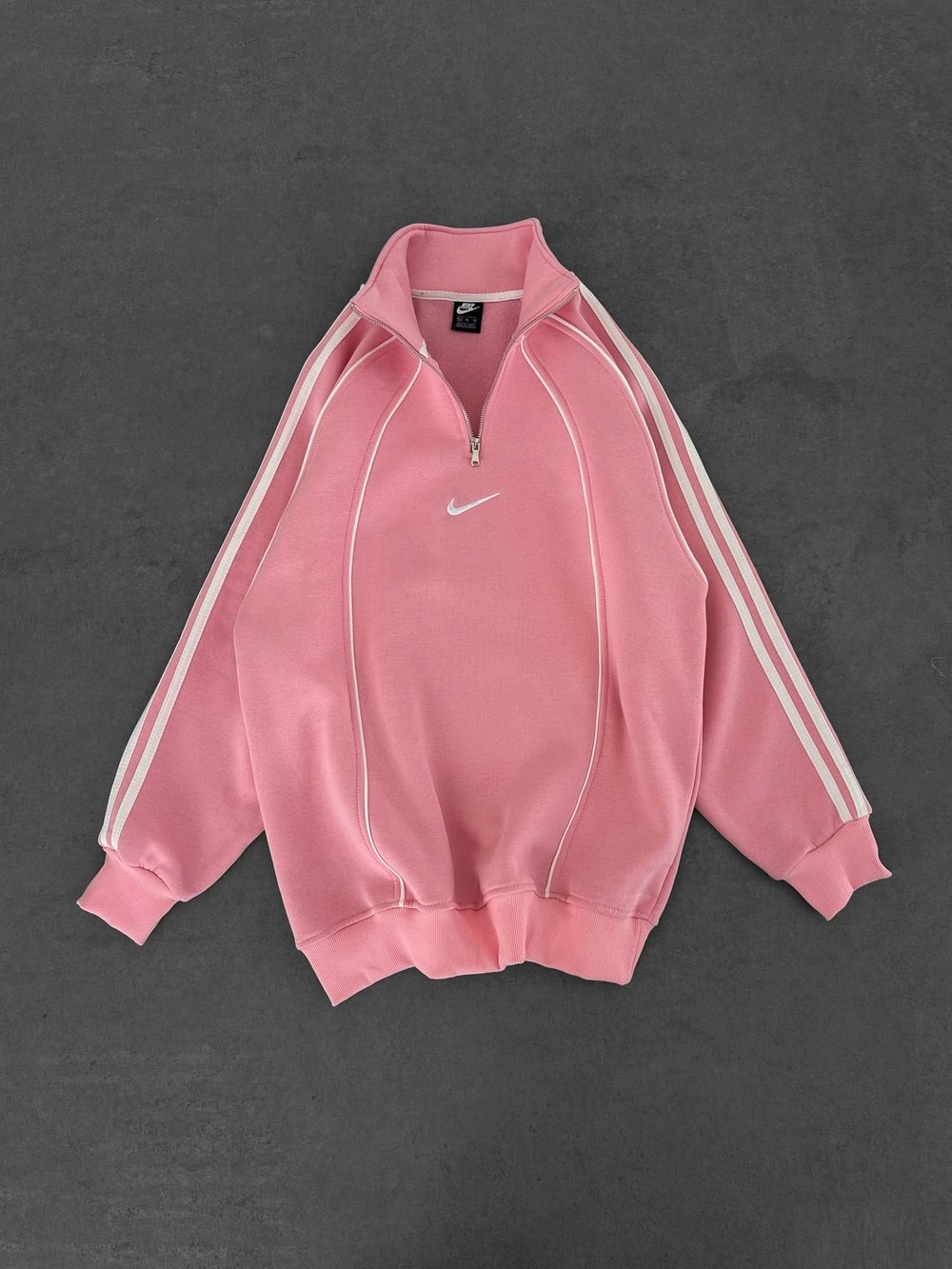 YARIM FERMUAR NK FUL BİYELİ OVERSİZE SWEAT PEMBE