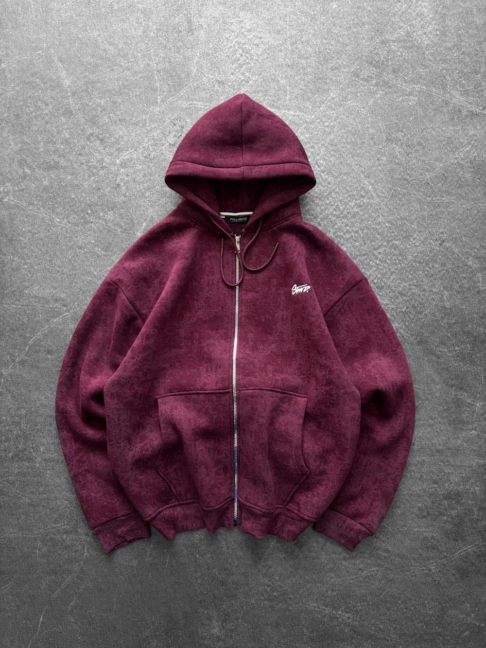 YIKAMALI STW BASİC OVERSİZE 3 İPLİK PAMUKLU HIRKA BORDO