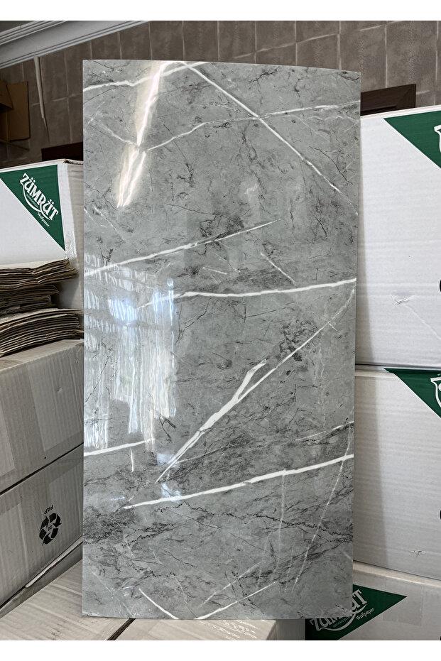 30x60 Cm Açık Gri Mermer Desenli Kendinden Yapışkanlı Seramik Banyo PVC Duvar Paneli-6034