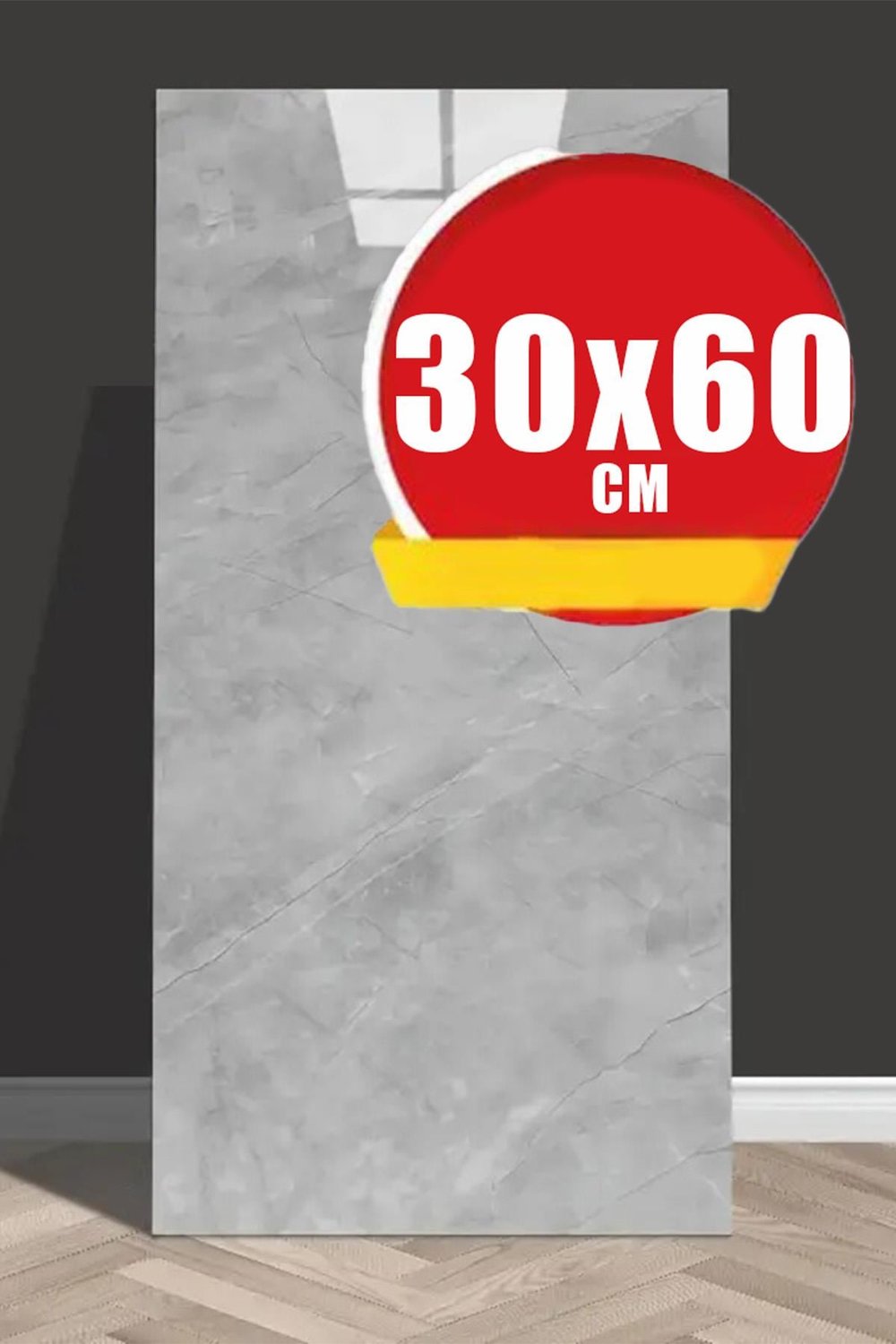 30x60 Cm Açık Gri Mermer Desenli Kendinden Yapışkanlı Seramik Köpük Banyo PVC Duvar Paneli-M088