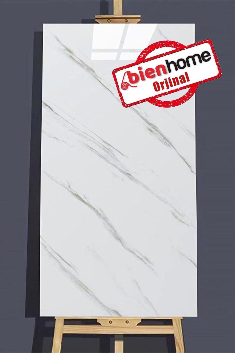 30x60 Cm Beyaz Siyah Mermer Desenli Kendinden Yapışkanlı Seramik Banyo PVC Duvar Paneli-6013
