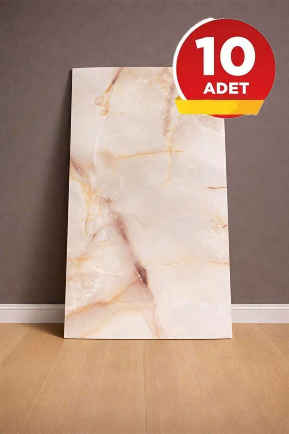30x60 Cm Sarı Gold Mermer Desenli Kendinden Yapışkanlı Seramik Banyo PVC Duvar Paneli-6017