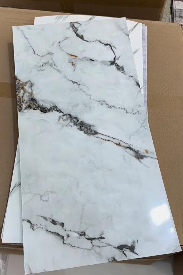 30x60 Cm Sedef Mermer Desenli Kendinden Yapışkanlı Seramik Banyo WC Kaplama PVC Duvar Paneli