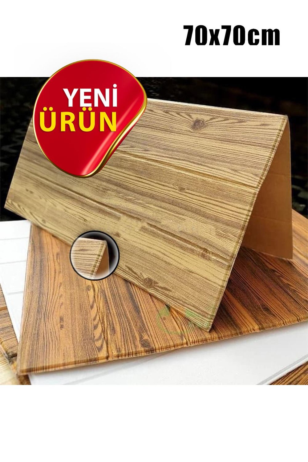 70x70Cm 0,50M² 3d Dekoratif Ahşap Lambri Görünüm Kendinden Yapışkanlı Duvar Kağıdı Kaplama Panel Köpük -AD01
