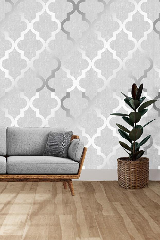 Bien Exclusive 2080 Yumuşak Gri ve Gümüş Renkler Desen Duvar Kağıdı 5,30 M²