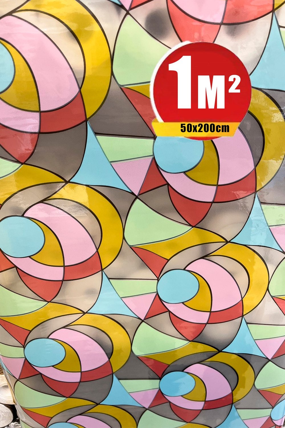 Bien Exclusive (50CM X 2MT), 1 M² Cm Vitray Pencere Desen Şeffaf Yapışkanlı Kaplama Pvc Folyo F-60