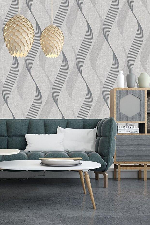Bien Exclusive 5305 Lüks SS Şerit Gri Gümüş Duvar Kağıdı Duvar Kağıdı 5,30 M²