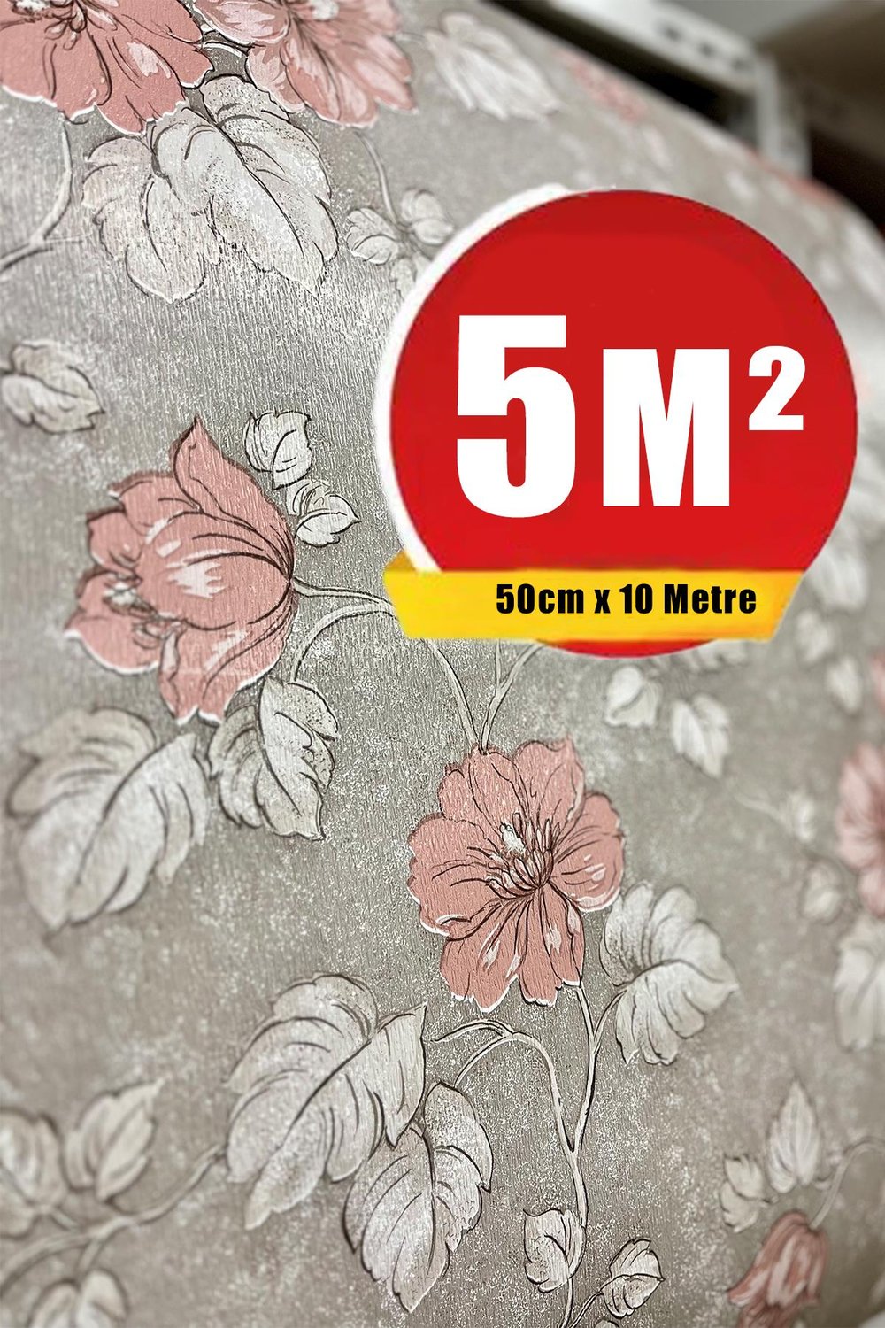 Bien Exclusive 5346 Yeni Geniş Çiçek Gül Kurusu Rose Premium Desenli Duvar Kağıdı 5,30 M²