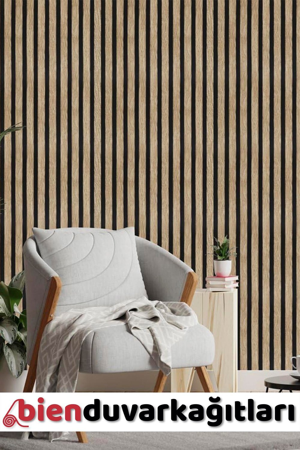 Bien Exclusive Meşe Renk 2078 Eskitme Lambri Panel Ahşap Duvar Çıtası Desenli Duvar Kağıdı 5,30 M²