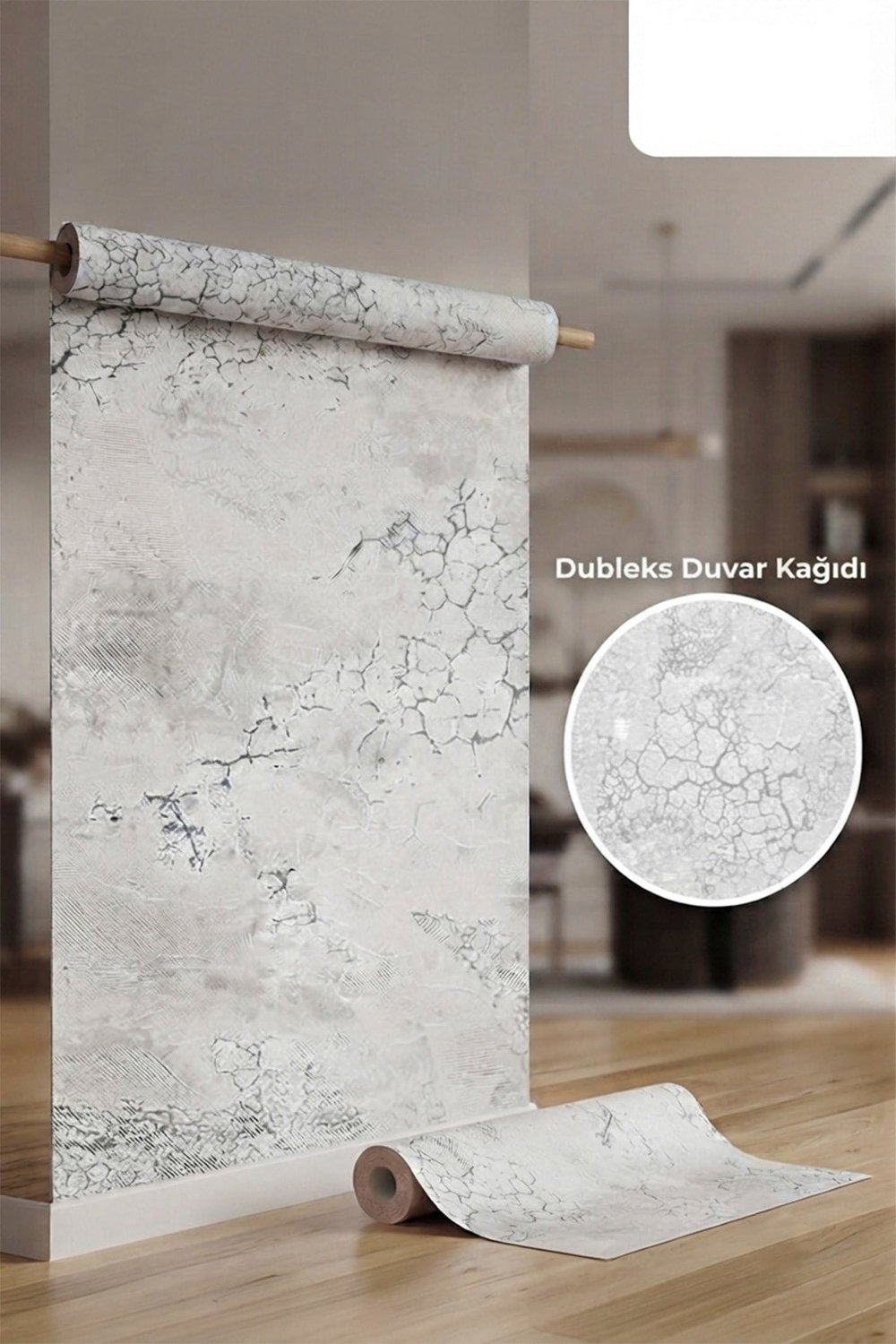 Zümrüt EXCLUSIVE 6000 Kabartmalı Kombin Çatlatma Desenli Duvar Kağıdı 5,30 M²