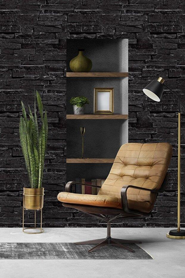 Zümrüt Exclusive 7630 Taş Desen Siyah Premium 3 Boyutlu Duvar Kağıdı 5,30 M²