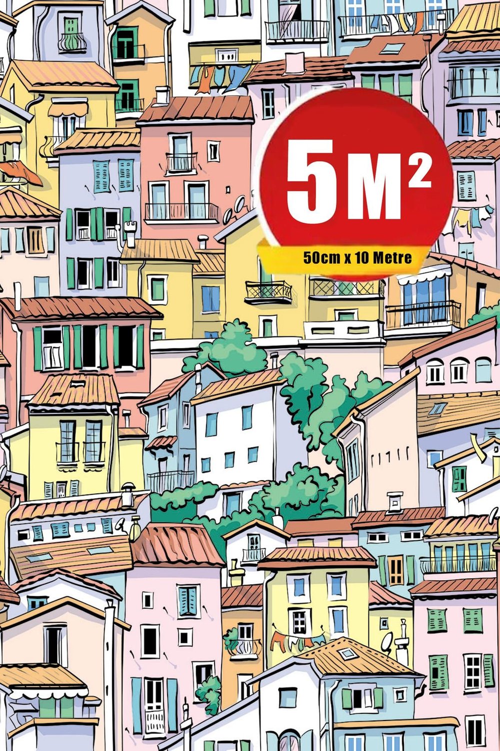 Zümrüt Exclusıve 7860 Renkli Evler Manarola Portofino Balat Görünüm Duvar Kağıdı 5M²