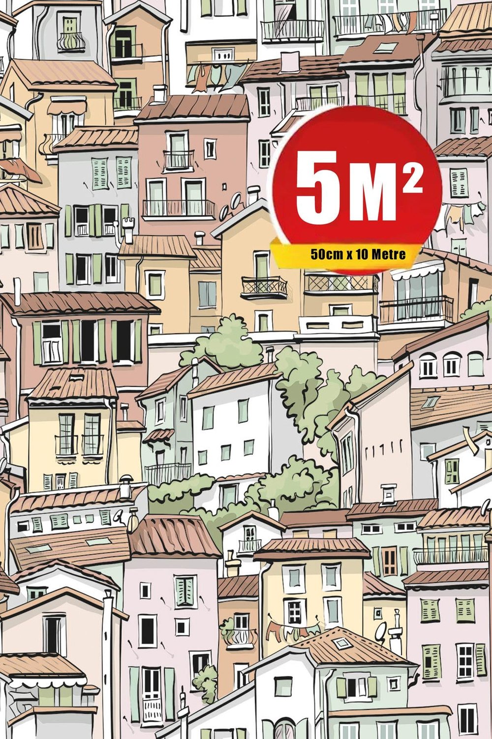 Zümrüt Exclusıve 7865 Renkli Evler Manarola Portofino Balat Görünüm Duvar Kağıdı 5M²