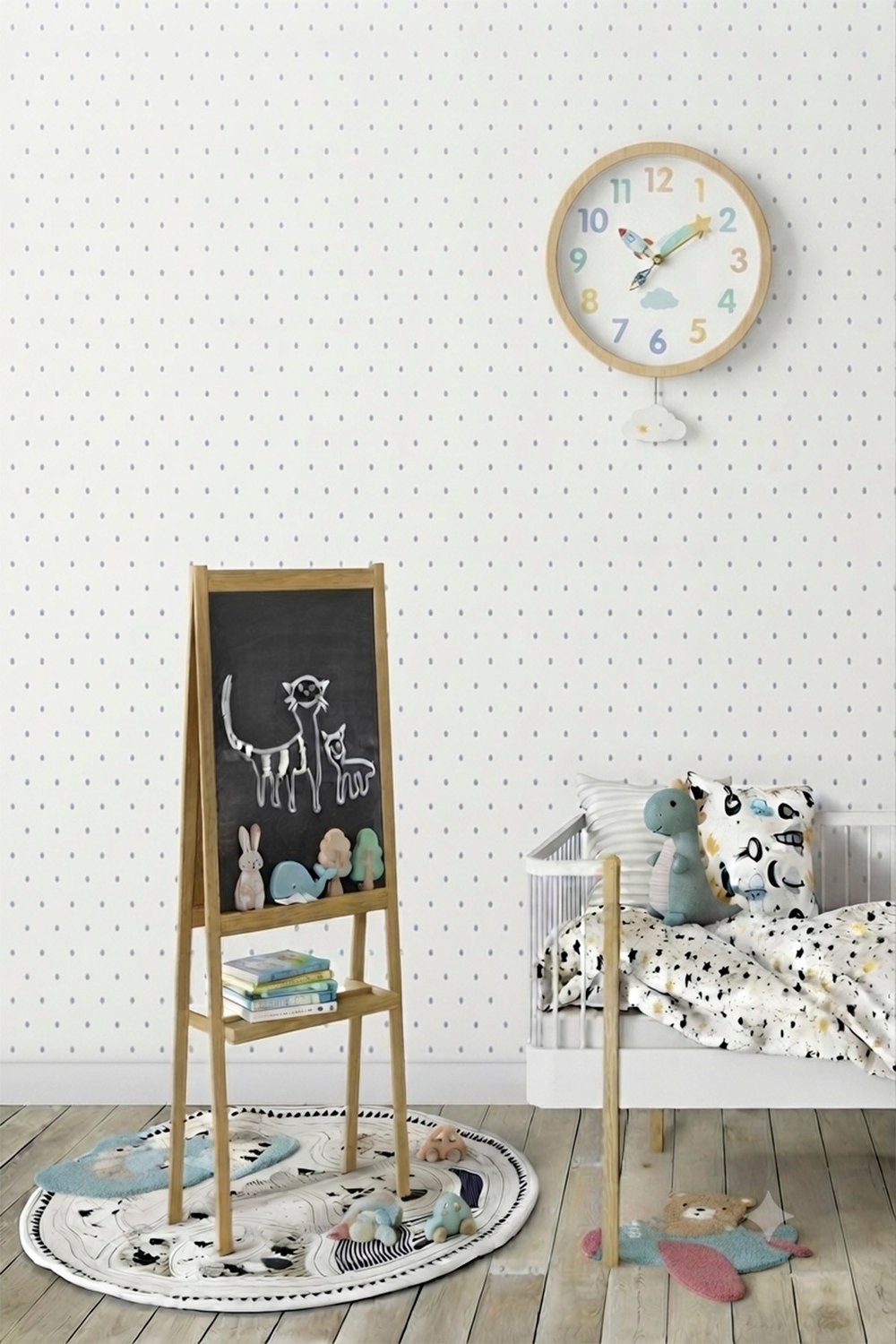 Zümrüt Kids 418-2 Açık Mavi Nokta Desenli Çocuk Duvar Kağıdı 5,33 M²