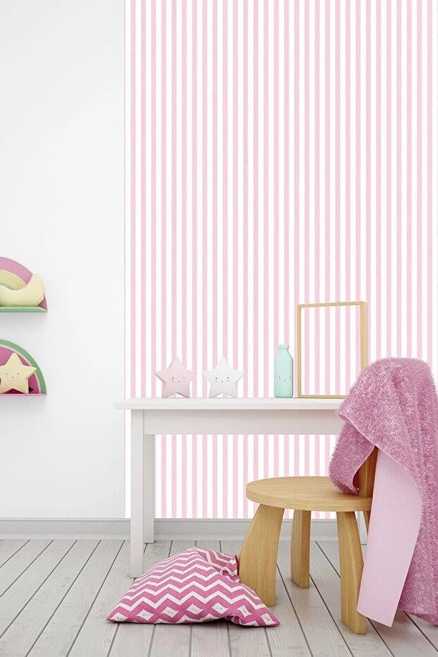Zümrüt Kids 425-3 Pembe Çizgi Desenli Çocuk Duvar Kağıdı 5,33 M²