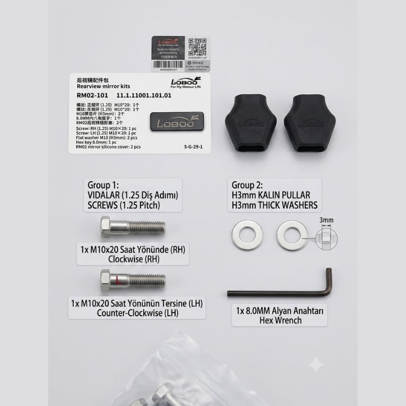 LOBOO Dikiz Aynası Aksesuarı Kit-101